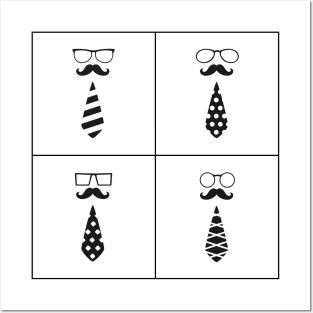 Clerk with mustaches and eyeglasses caricature Posters and Art